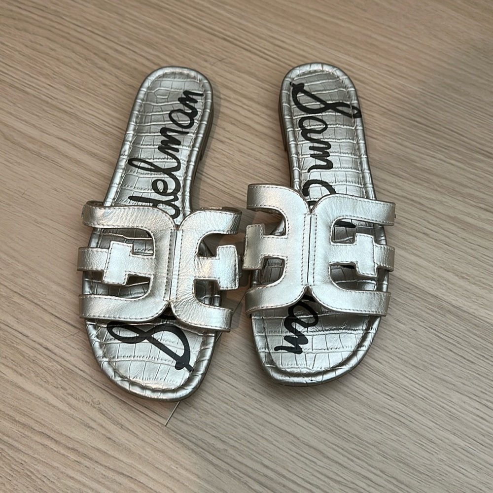 Sam Edelman metallic slide sandals